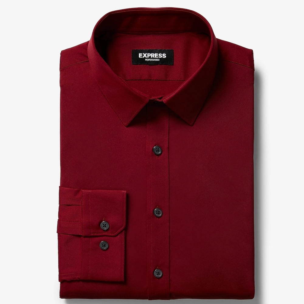 Men slim fit red dress shirt